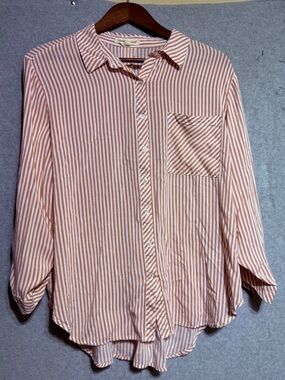 grand & greene Striped Button-Down Shirt in Pink and White